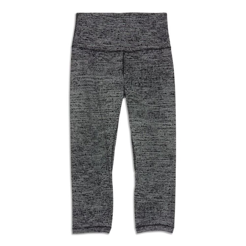 Lululemon Reversible Cropped Yoga Leggings Size 2 Black Heather Gray Luon Capri